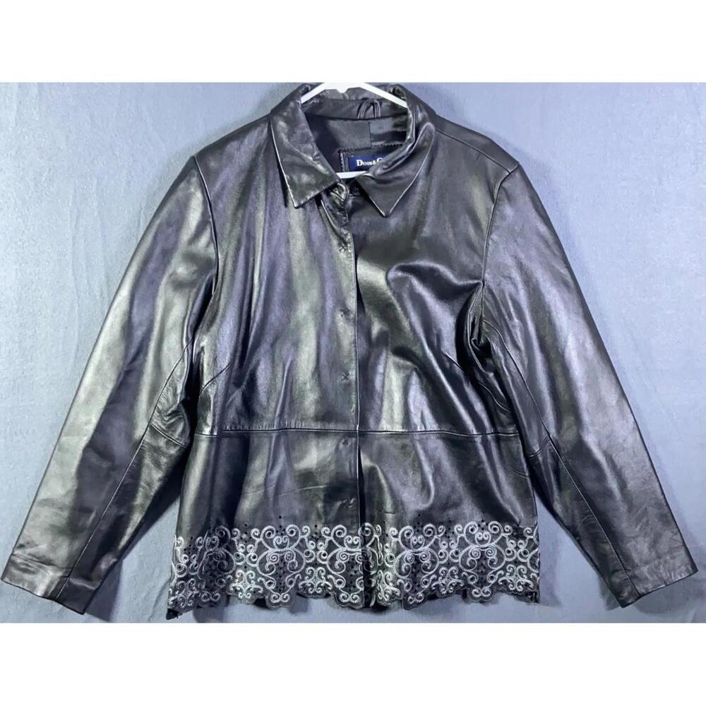 Womens Denim & Co. Leather Jacket Size Large Beautiful Used Condition-Look!